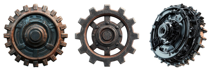 Obraz premium Gear isolated on transparent background, Set of