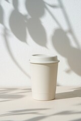 a clean white mockup of a coffee packaging, white background, studio enviroment.