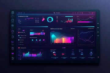Obraz premium Digital business dashboard with glowing data analytics tools