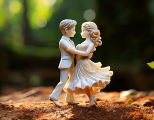 white statuette of a dancing couple