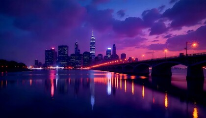 Obraz premium city skyline at sunset