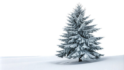 Spruce tree in snow on transparent background.AI GENERATED