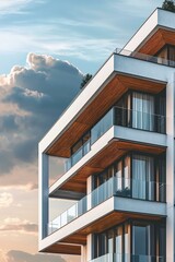 New modern apartment building exterior.