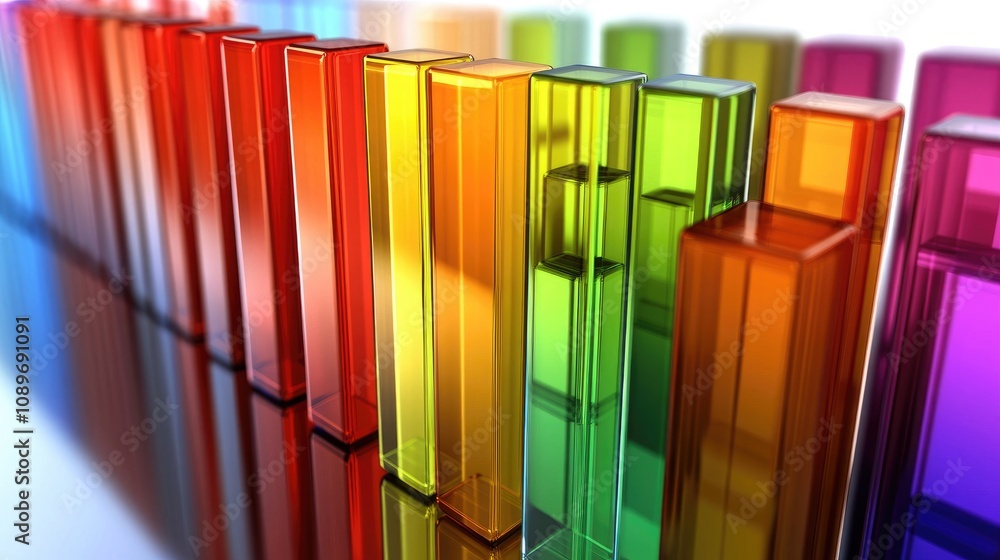 Poster colorful translucent blocks arranged in a visually striking pattern creating an abstract art piece w