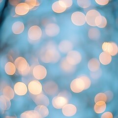 Obraz premium Abstract blurred lights creating festive bokeh effect on blue background