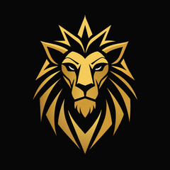 Fototapeta premium Premium Golden Roaring Lion Face Logo Radiating Luxury and Refinement in Elegant Vector Design