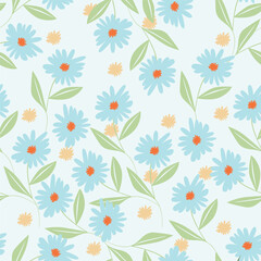Seamless pattern with leaves and flowers