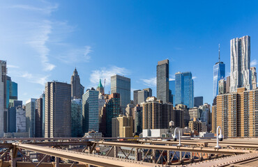 Naklejka premium Lower Manhattan Architecture in New York City. View from Brooklyn Bridge
