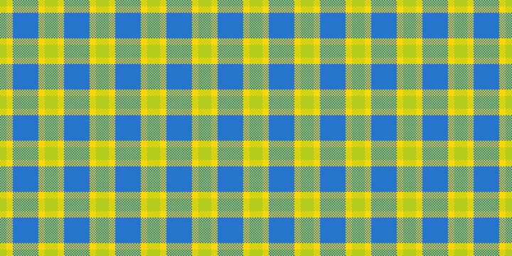 Expressive textile tartan fabric, pano vector plaid seamless. Card background check texture pattern in blue and lime colors.