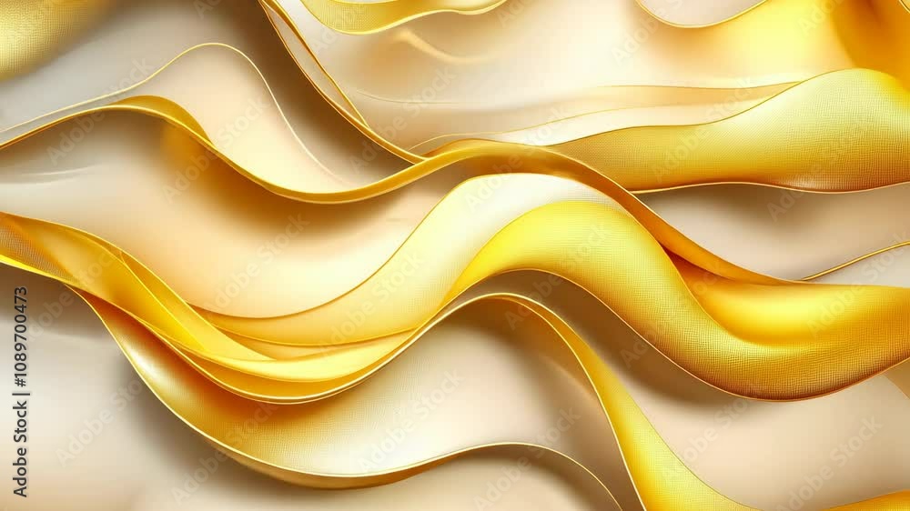 Poster golden waves flow seamlessly across a cream background creating a luxurious abstract design