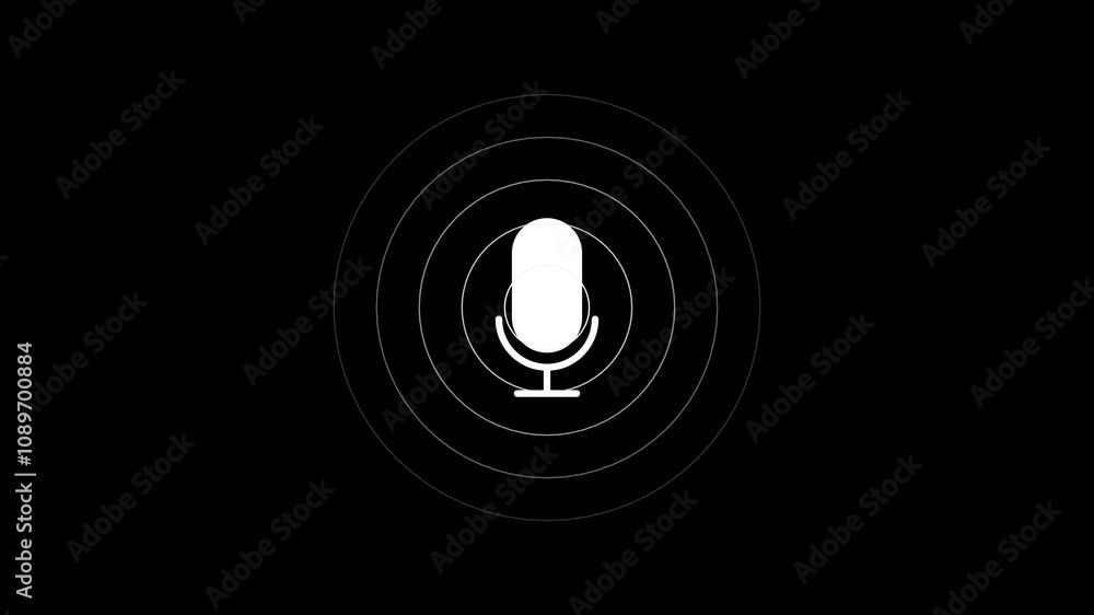 Poster voice recording podcast mic microphone button icon animation. audio microphone icon animation