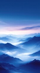 Fototapeta premium Serene Blue Mountains Enveloped in Morning Mist