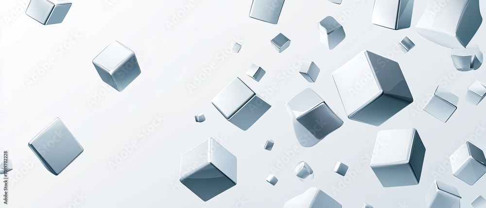 Poster abstract background with many floating cubes.