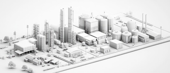 Obraz premium Isometric 3D model of an industrial complex.
