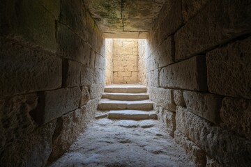 Prophecies etched in stone, ancient ruins setting, dramatic lighting, timeless feel