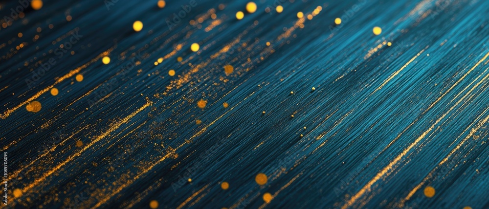 Poster abstract teal and gold textured background with diagonal lines and glitter.
