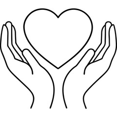 Stylish Line Art Hands Creating a Heart Shape Minimalist Design