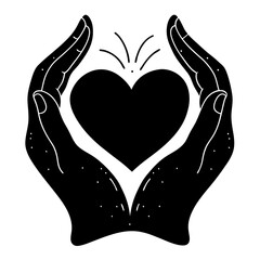 Chic Minimal Hand Drawing Featuring a Heart Gesture in Vector