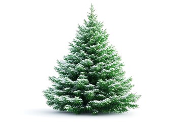 Fototapeta premium Christmas pine tree with snowflakes and a white background