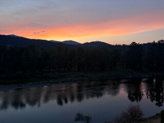 Sunset over the Bitterroot River near Missoula in western Montana. 