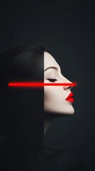 A woman with red lips and red sunglasses