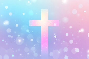 Obraz premium A radiant cross with subtle bokeh lights on a soft gradient pastel background