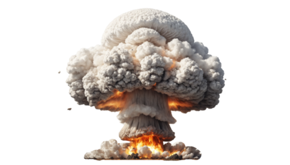 PNG, mushroom cloud, nuclear blast isolated, explosion on transparent background, bomb detonation, mushroom cloud explosion, nuclear detonation