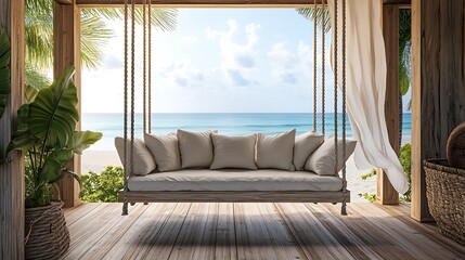 Fototapeta premium Beautiful Colored Mockup Bedroom Interior Blank Poster Decoration Art Background Image, generative AI