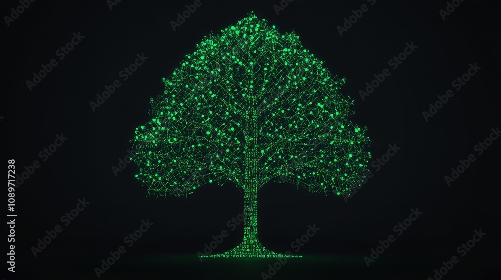 Poster analytics for seo keywords concept. digital tree concept for organic search visualization