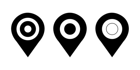 Map Location Pins with Different Inner Circle Designs for Navigation and Geolocation