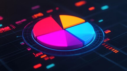 Obraz premium Analytics for SEO keywords Concept. Colorful Pie Chart Visualizing SEO Performance Metrics