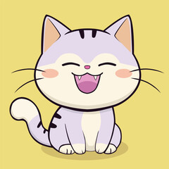 Obraz premium cartoon, cute, character, funny, illustration, anime, cat, pet, kitten, happy, animal, kitty, baby, adorable, design, kawaii, isolated, fun, orange, art, vector, holiday, doodle, sticker, beautiful