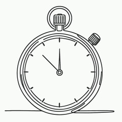 Minimalist one-line stopwatch illustration in continuous line art, AI Generation
