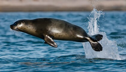 Obraz premium A Seal jumping in the water