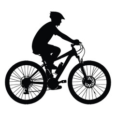 Fototapeta premium Bicycle Rider Shilloutee with white Background 