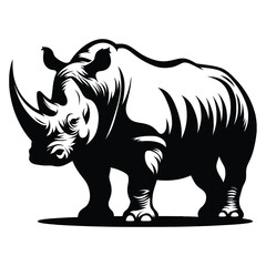 rhino illustration with white Background 