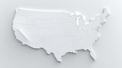 Fototapeta premium Blank political map of usa showing state borders with folded california
