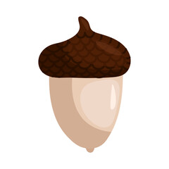 Acorn cartoon. Brown acorn cartoon. Autumn cartoon. Vector illustration