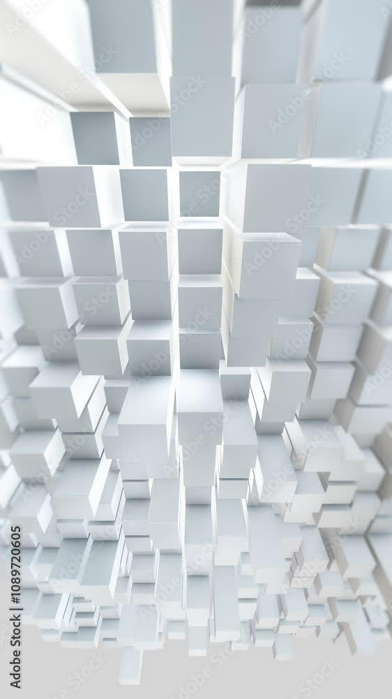 Poster abstract motion background from random moving glossy 3d vertical blocks.