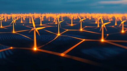 Fototapeta premium Stock Market and Fossil Energy. Aerial View of Hybrid Renewable Energy Landscape