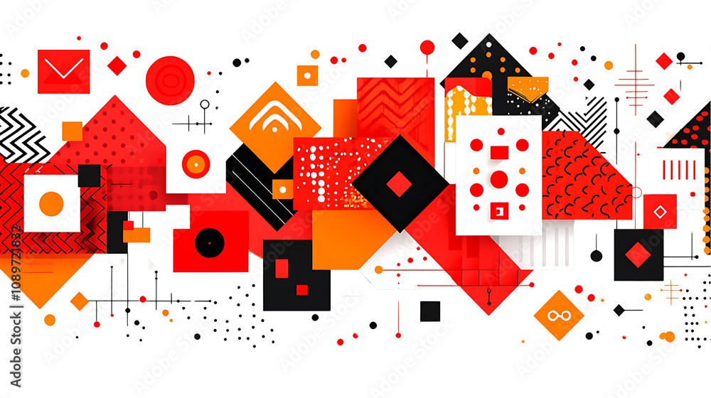 Aufkleber dynamic abstract shapes and colors digital art geometric design bold palette modern aesthetic creati
