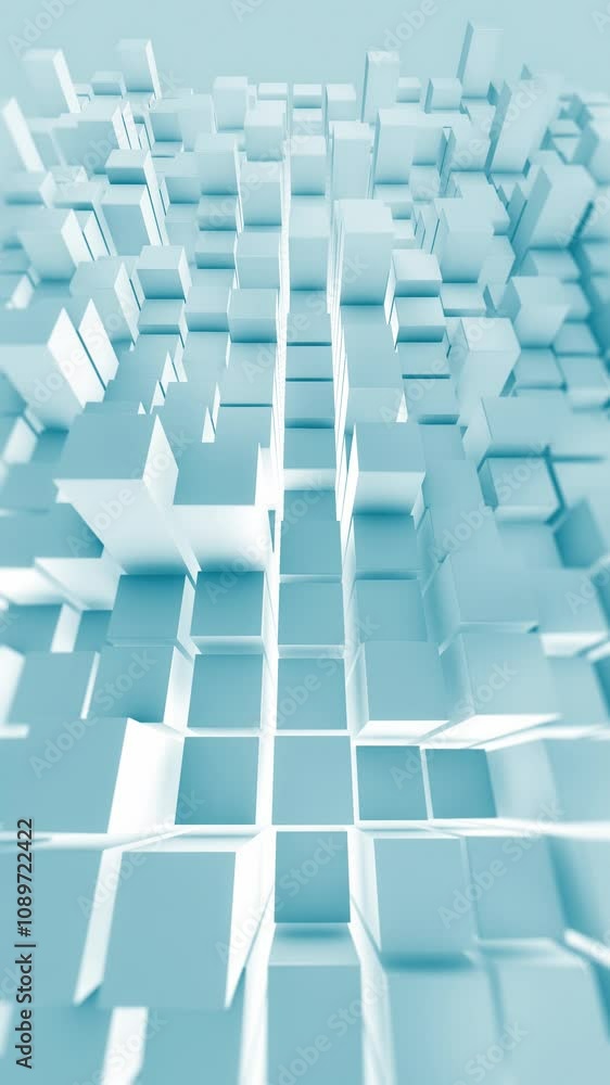Poster abstract motion background from random moving glossy 3d vertical blocks.