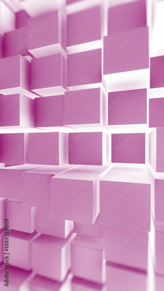 Poster abstract motion background from random moving glossy 3d vertical blocks.