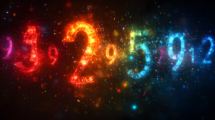 An Intricate Representation of Grapheme-Color Synesthesia with Luminous Numbers and Ethereal Glowing Auras in a Dreamlike Space