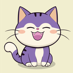 Obraz premium cartoon, cute, character, funny, illustration, anime, cat, pet, kitten, happy, animal, kitty, baby, adorable, design, kawaii, isolated, fun, orange, art, vector, holiday, doodle, sticker, beautiful