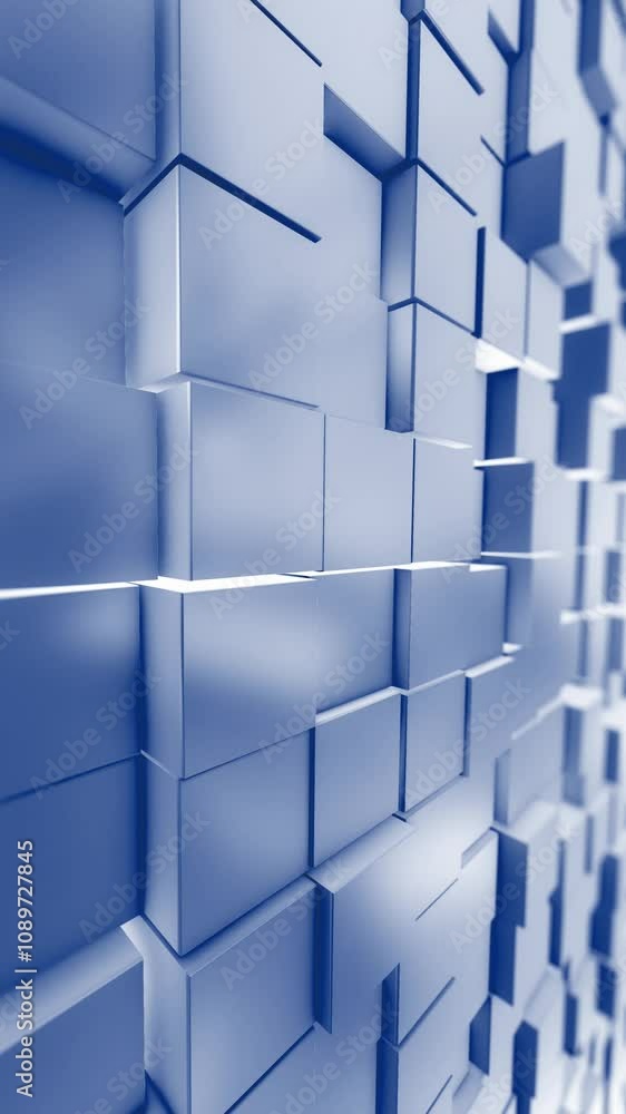 Poster abstract motion background from random moving glossy 3d vertical blocks.