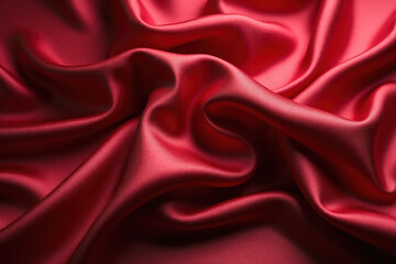 Obraz premium Close-up of luxurious red satin fabric with smooth texture and folds for graphic use