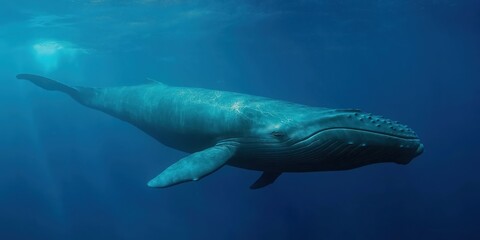 Fototapeta premium An adult sperm whale swimming in the ocean depths