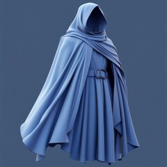 Naklejka premium Mysterious Hooded Figure in Blue Shroud