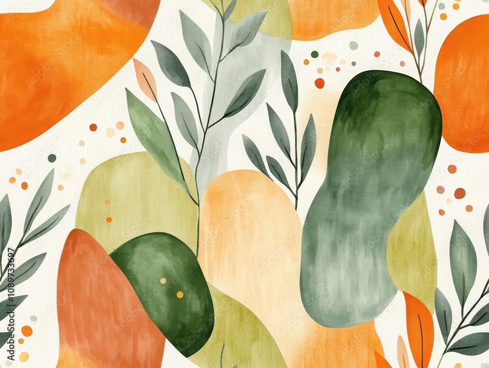Poster boho seamless pattern earthy concept. a vibrant abstract pattern featuring organic shapes and calmin